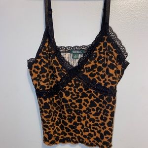 Wild fable cheetah print tank with black lace